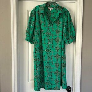 Jude Connally Green Emerson Dress w/ Bamboo Lattice Print; Size XXL